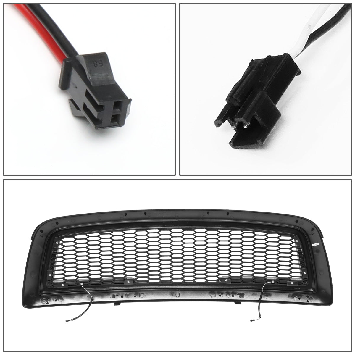 PARRILLA GRILLE - 09-12 DODGE RAM 1500 - HONEYCOMB MESH - W/ LED DRL LIGHT - LED'S REQUIRE WIRING INTO EXISTING LIGHTING - BLACK