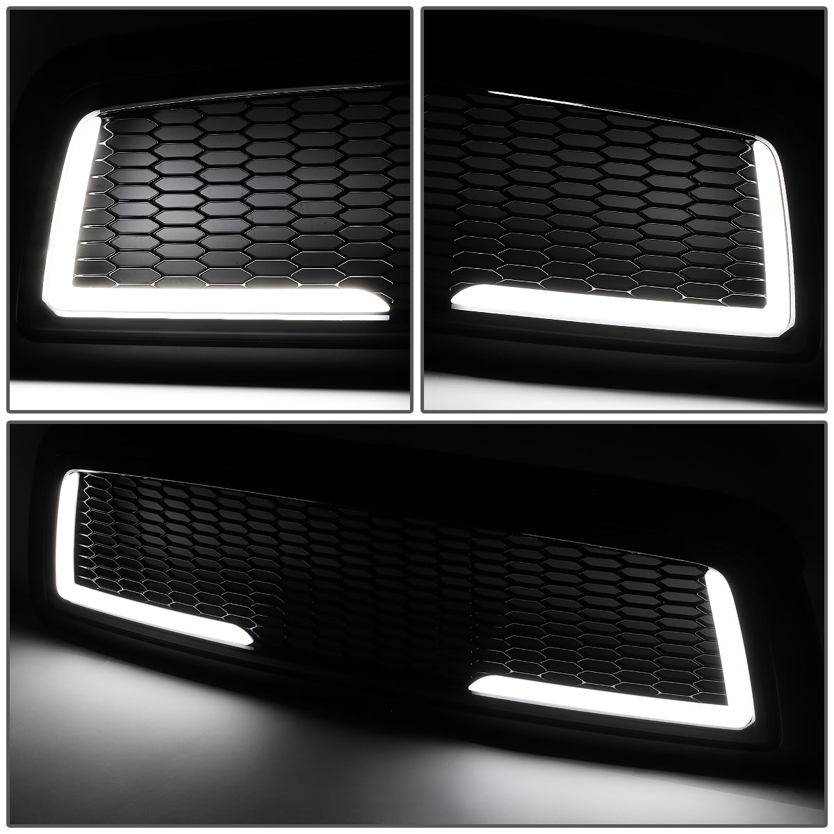 PARRILLA GRILLE - 09-12 DODGE RAM 1500 - HONEYCOMB MESH - W/ LED DRL LIGHT - LED'S REQUIRE WIRING INTO EXISTING LIGHTING - BLACK