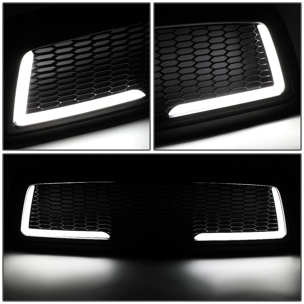 PARRILLA GRILLE - 09-12 DODGE RAM 1500 - HONEYCOMB MESH - W/ LED DRL LIGHT - LED'S REQUIRE WIRING INTO EXISTING LIGHTING - BLACK