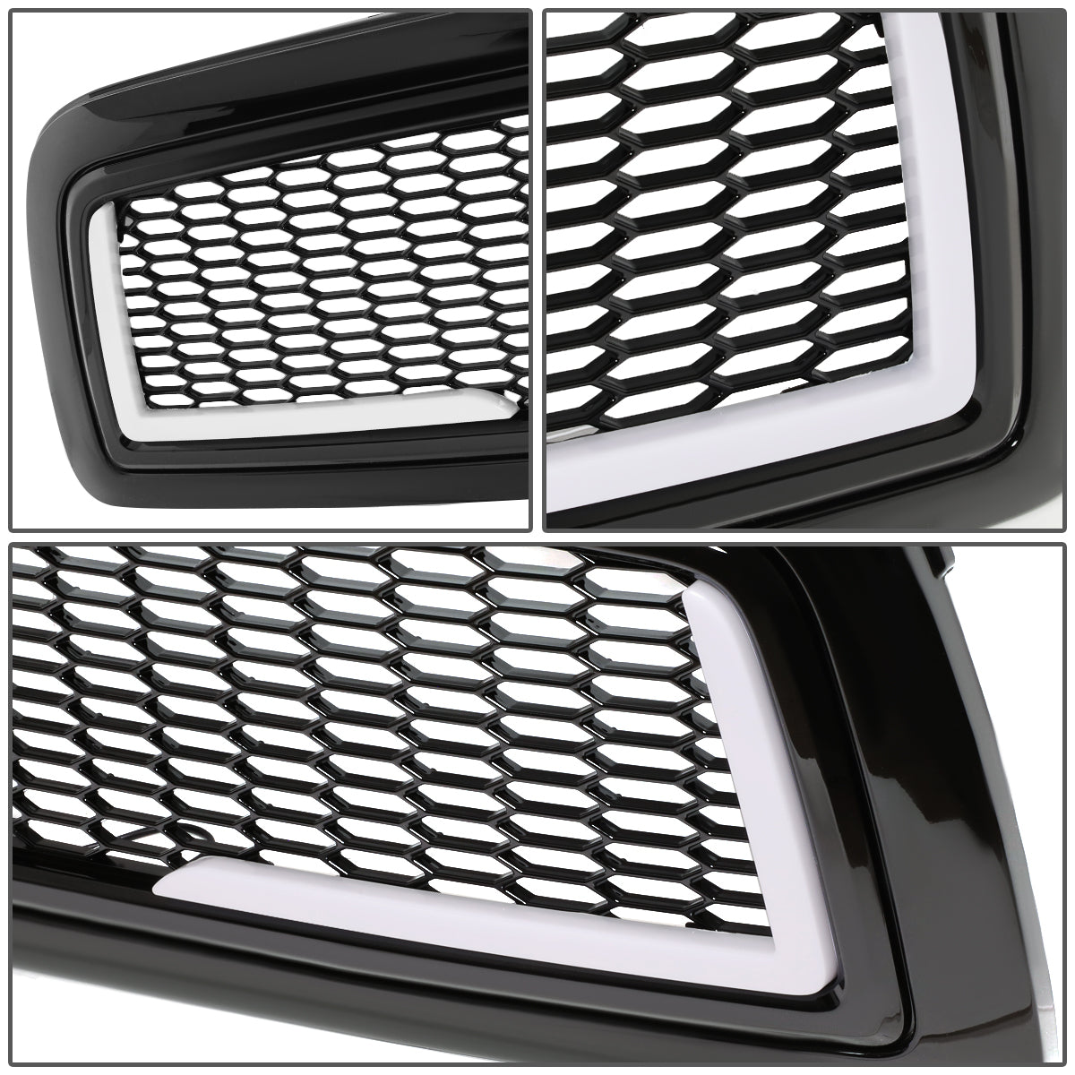 PARRILLA GRILLE - 09-12 DODGE RAM 1500 - HONEYCOMB MESH - W/ LED DRL LIGHT - LED'S REQUIRE WIRING INTO EXISTING LIGHTING - BLACK