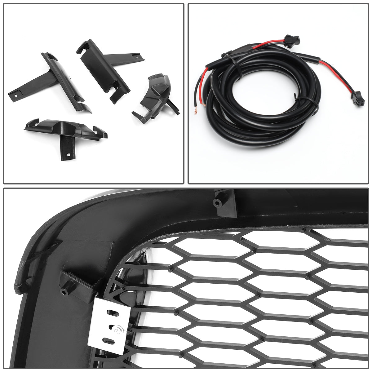 PARRILLA GRILLE - 13-18 DODGE RAM 1500 / 2018 DODGE RAM 1500 CLASSIC - DOES NOT FIT REBEL MODEL - HONEYCOMB MESH - W/ LED DRL LIGHT - LED'S REQUIRE WIRING INTO EXISTING LIGHTING - BLACK