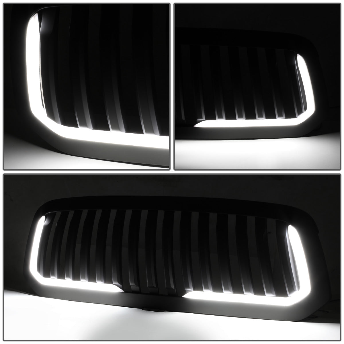 PARRILLA GRILLE - 13-18 DODGE RAM 1500 / 2018 DODGE RAM 1500 CLASSIC - DOES NOT FIT REBEL MODEL - VERTICAL FENCE STYLE - W/ LED DRL LIGHT - LED'S REQUIRE WIRING INTO EXISTING LIGHTING - MATTE BLACK