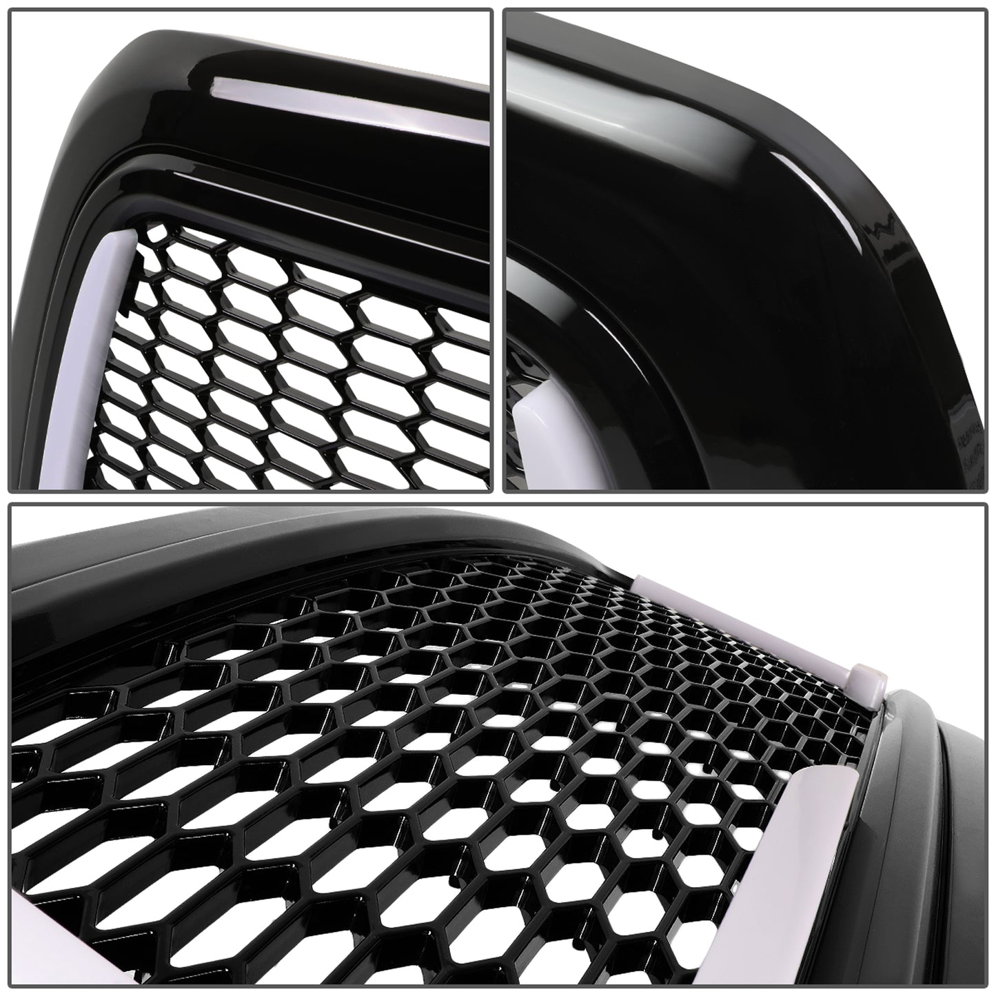 PARRILLA GRILLE - 10-18 DODGE RAM 2500, 3500 - HONEYCOMB MESH - W/ LED DRL LIGHT - LED'S REQUIRE WIRING INTO EXISTING LIGHTING - BLACK