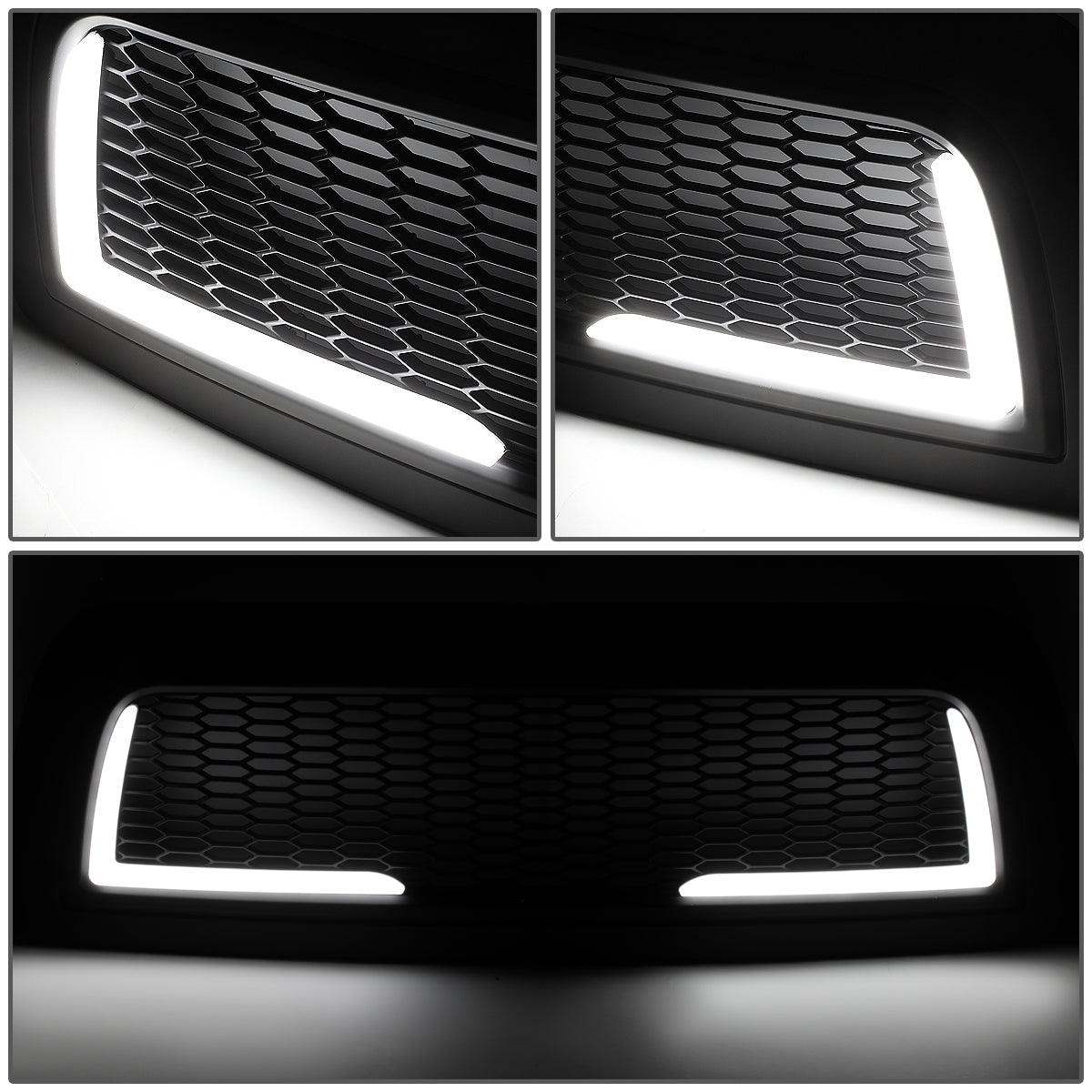 PARRILLA GRILLE - 10-18 DODGE RAM 2500, 3500 - HONEYCOMB MESH - W/ LED DRL LIGHT - LED'S REQUIRE WIRING INTO EXISTING LIGHTING - MATTE BLACK