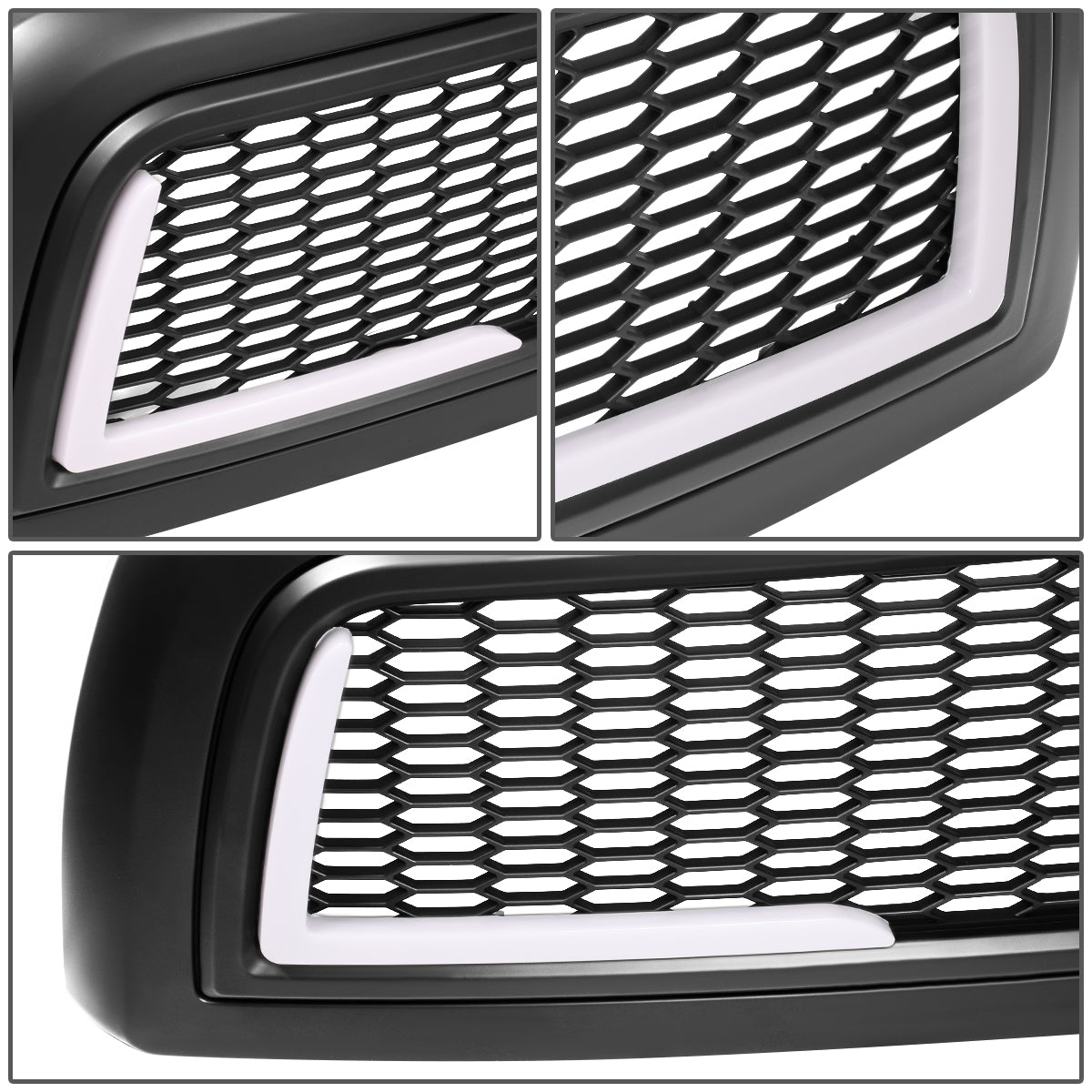 PARRILLA GRILLE - 10-18 DODGE RAM 2500, 3500 - HONEYCOMB MESH - W/ LED DRL LIGHT - LED'S REQUIRE WIRING INTO EXISTING LIGHTING - MATTE BLACK