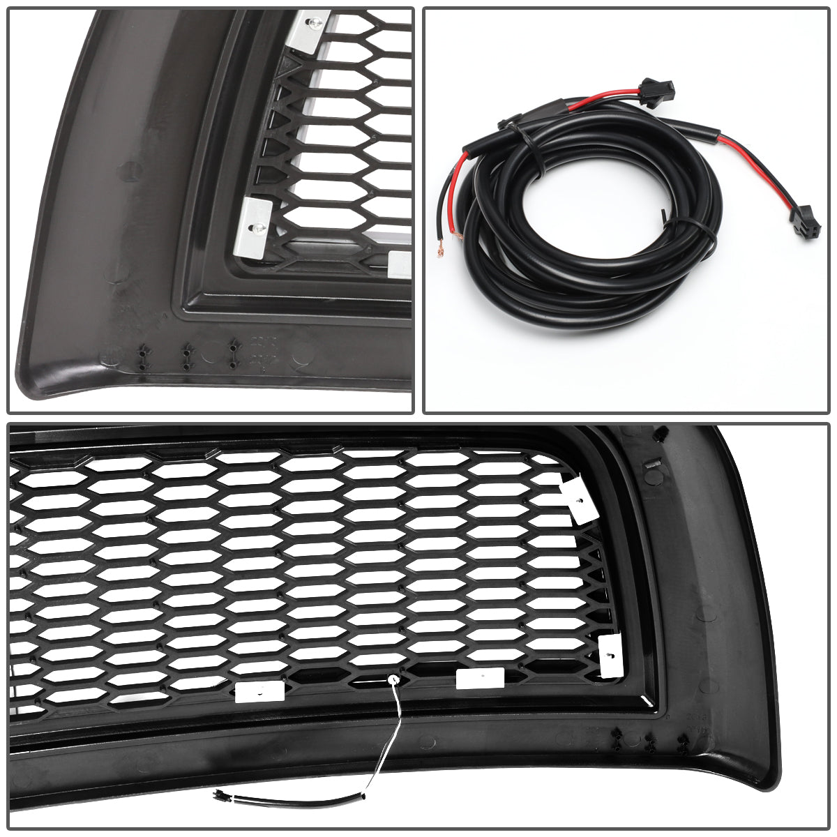 PARRILLA GRILLE - 10-18 DODGE RAM 2500, 3500 - HONEYCOMB MESH - W/ LED DRL LIGHT - LED'S REQUIRE WIRING INTO EXISTING LIGHTING - MATTE BLACK