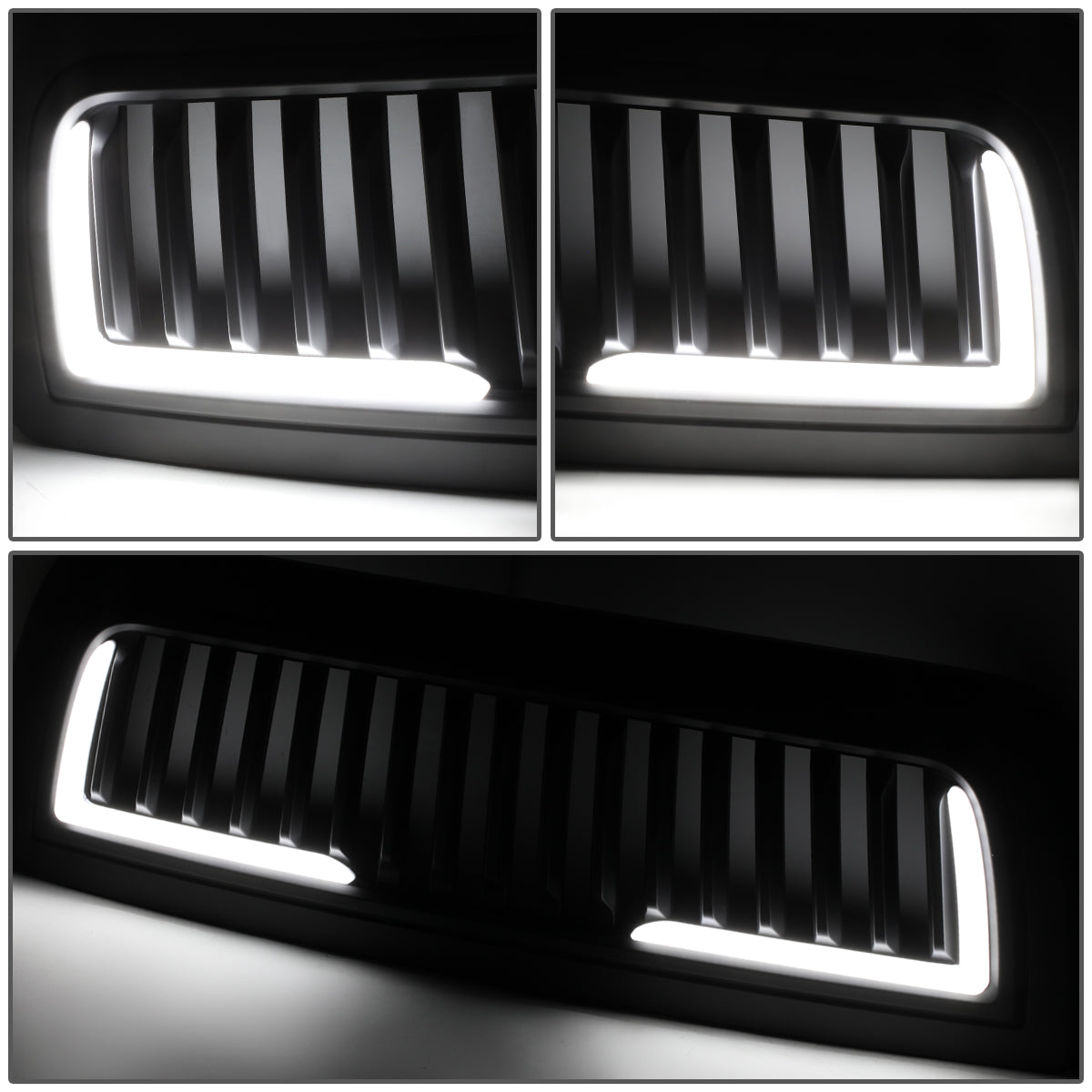 PARRILLA GRILLE - 10-18 DODGE RAM 2500, 3500 - VERTICAL FENCE STYLE - W/ LED DRL LIGHT - LED'S REQUIRE WIRING INTO EXISTING LIGHTING - MATTE BLACK