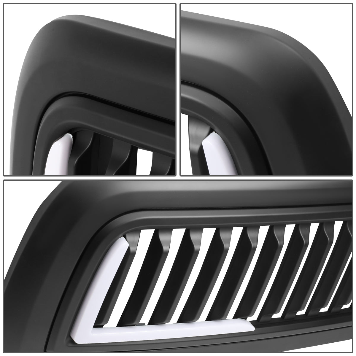 PARRILLA GRILLE - 10-18 DODGE RAM 2500, 3500 - VERTICAL FENCE STYLE - W/ LED DRL LIGHT - LED'S REQUIRE WIRING INTO EXISTING LIGHTING - MATTE BLACK
