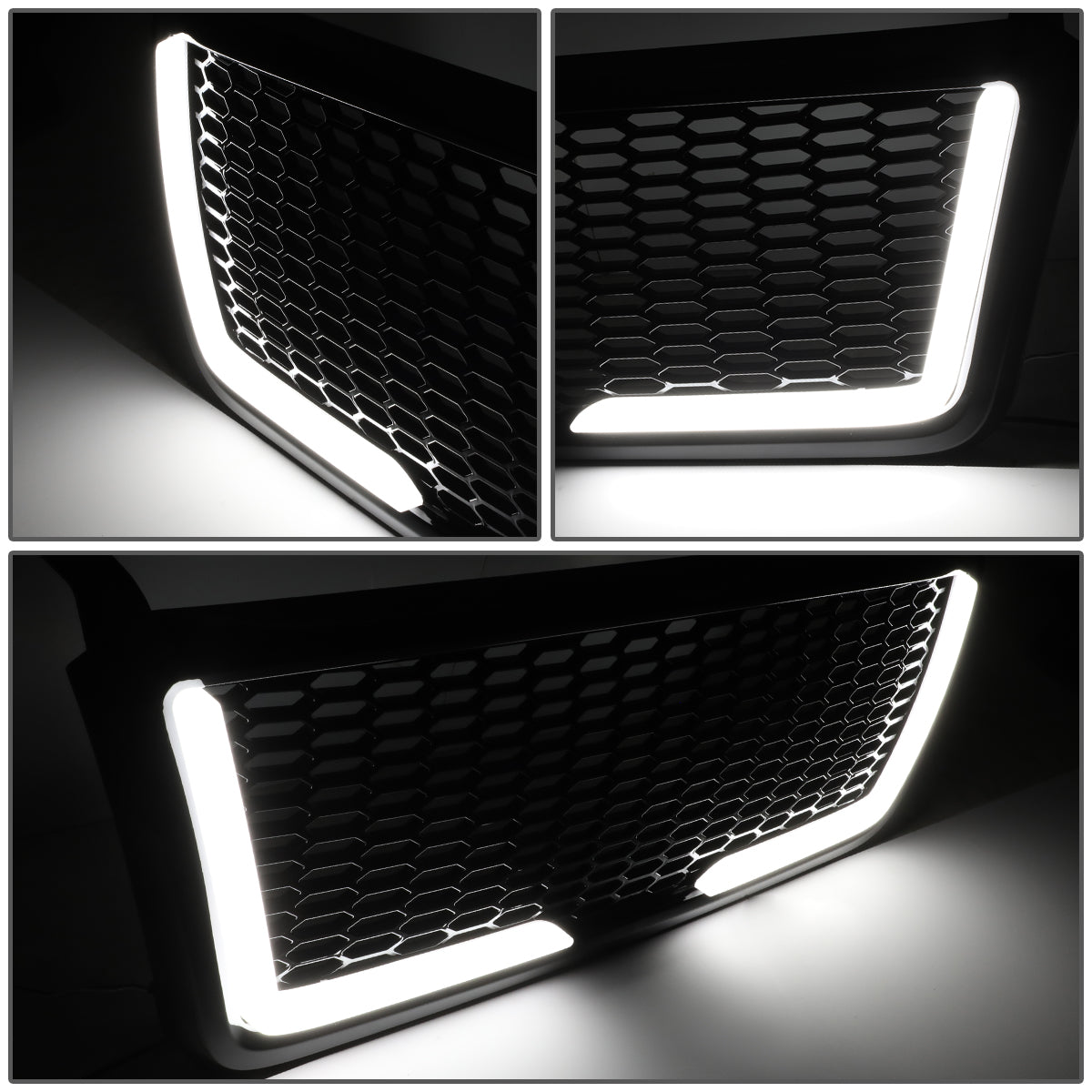PARRILLA GRILLE - 04-08 FORD F-150 - HONEYCOMB MESH - W/ LED DRL LIGHT - LED'S REQUIRE WIRING INTO EXISTING LIGHTING - BLACK