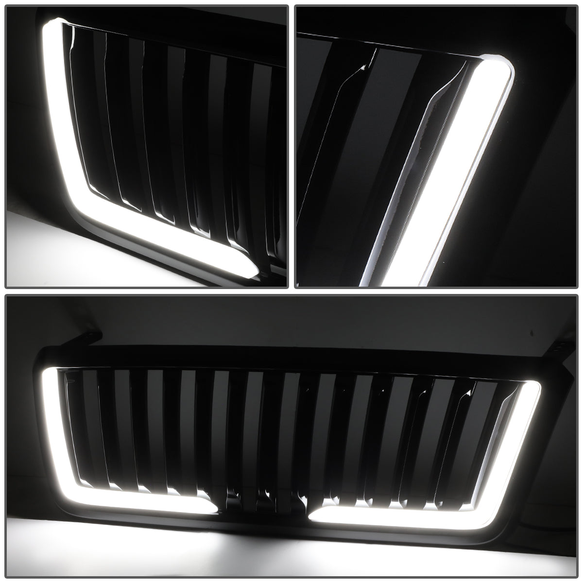 PARRILLA GRILLE - 04-08 FORD F-150 - VERTICAL FENCE STYLE - W/ LED DRL LIGHT - LED'S REQUIRE WIRING INTO EXISTING LIGHTING - BLACK