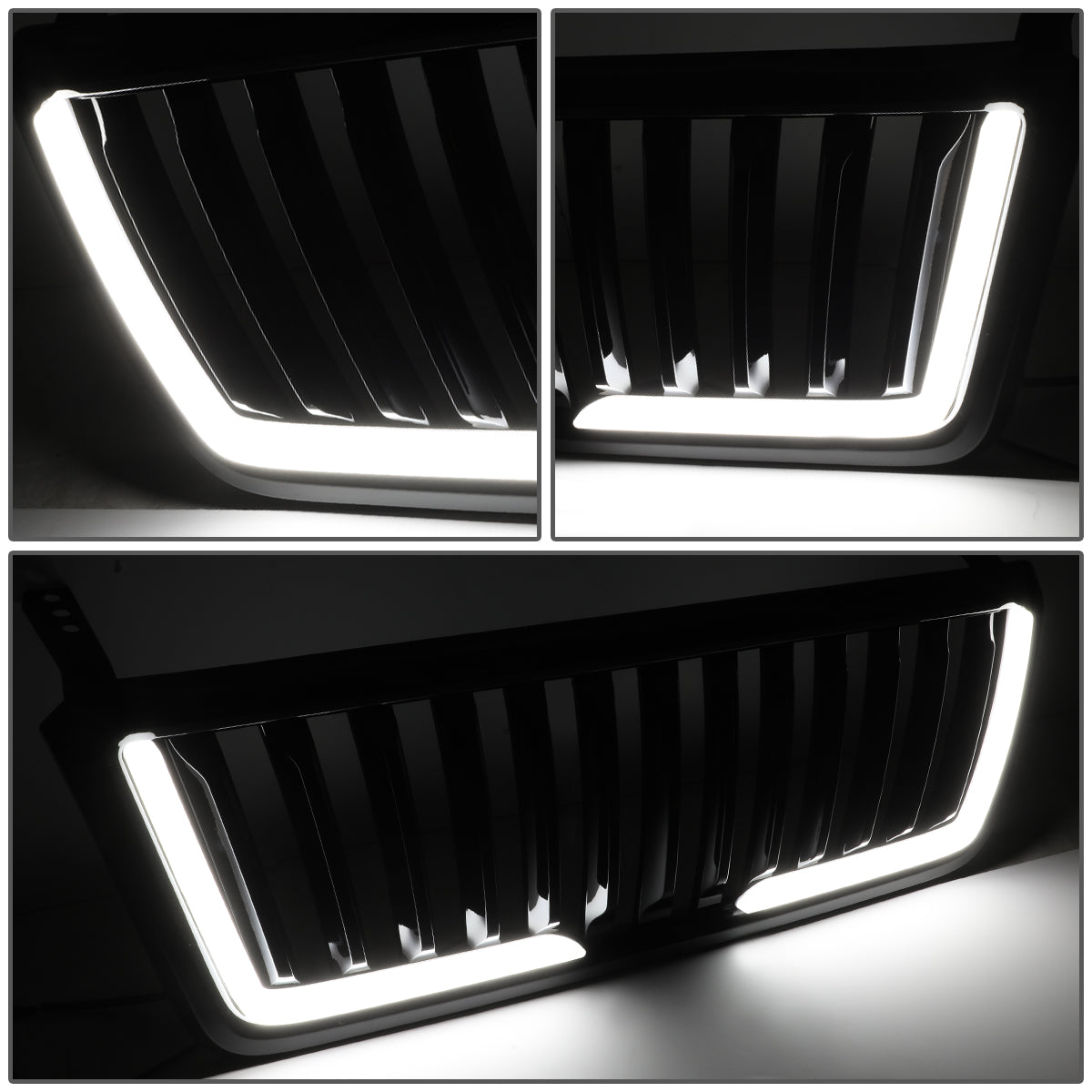 PARRILLA GRILLE - 04-08 FORD F-150 - VERTICAL FENCE STYLE - W/ LED DRL LIGHT - LED'S REQUIRE WIRING INTO EXISTING LIGHTING - BLACK