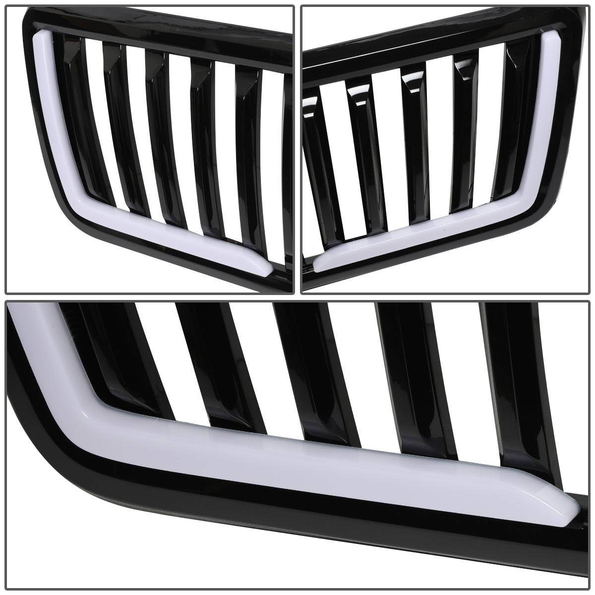 PARRILLA GRILLE - 04-08 FORD F-150 - VERTICAL FENCE STYLE - W/ LED DRL LIGHT - LED'S REQUIRE WIRING INTO EXISTING LIGHTING - BLACK