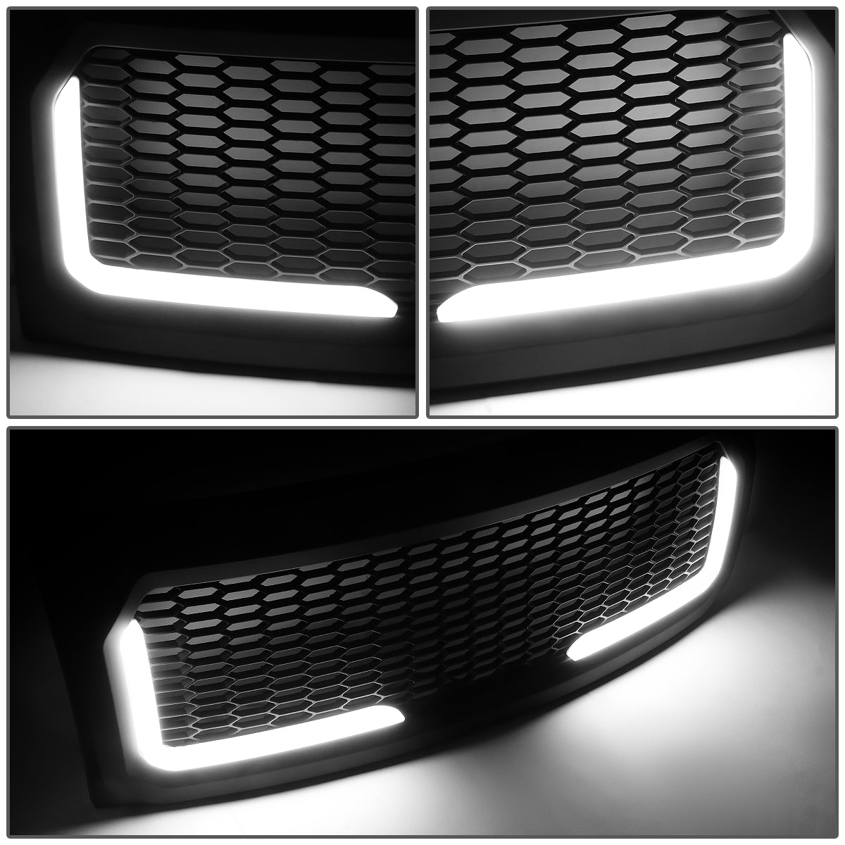 PARRILLA GRILLE - 09-14 FORD F-150 - HONEYCOMB MESH - W/ LED DRL LIGHT - LED'S REQUIRE WIRING INTO EXISTING LIGHTING - MATTE BLACK