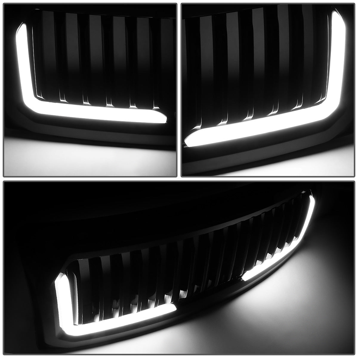 PARRILLA GRILLE - 09-14 FORD F-150 - VERTICAL FENCE STYLE - W/ LED DRL LIGHT - LED'S REQUIRE WIRING INTO EXISTING LIGHTING - BLACK
