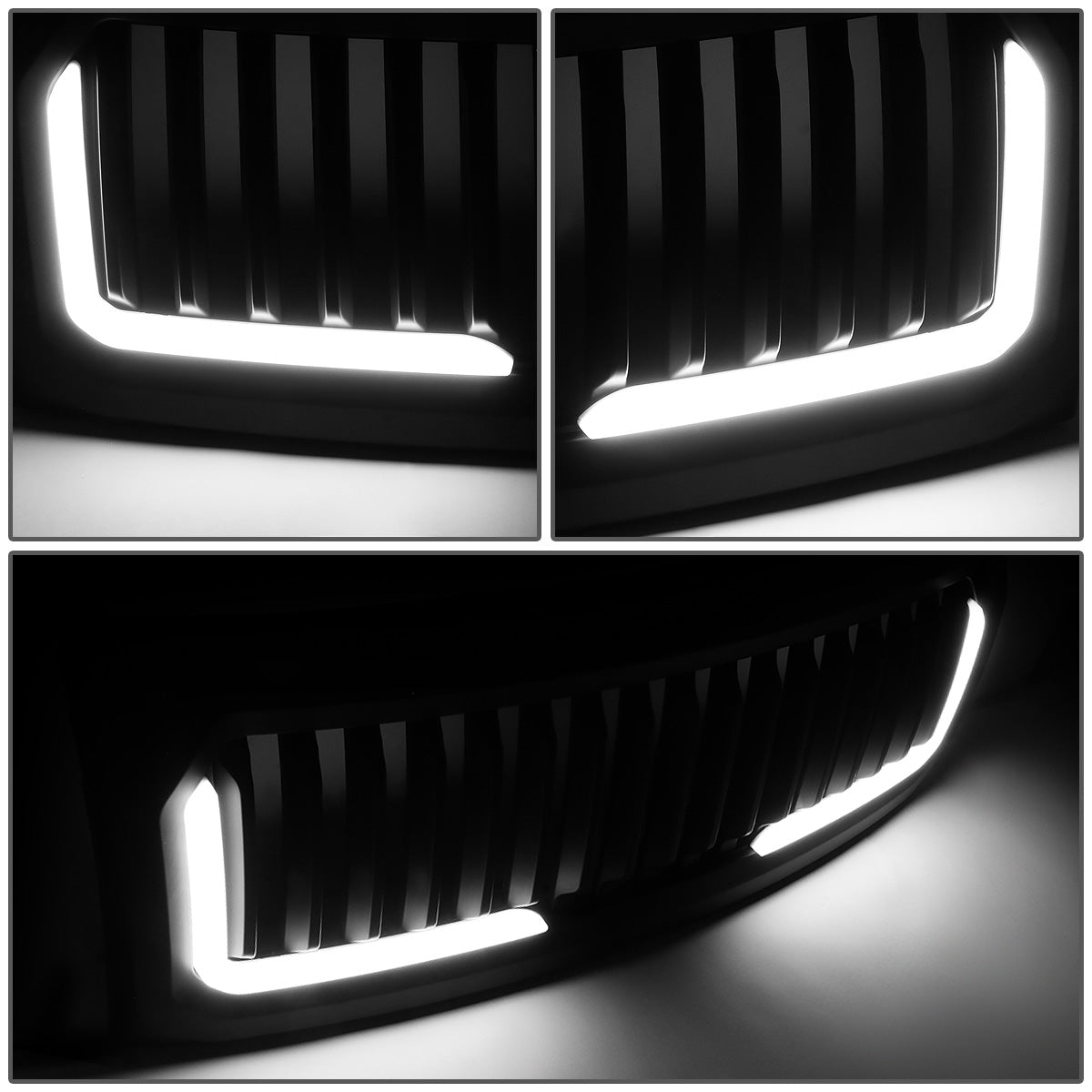 PARRILLA GRILLE - 09-14 FORD F-150 - VERTICAL FENCE STYLE - W/ LED DRL LIGHT - LED'S REQUIRE WIRING INTO EXISTING LIGHTING - MATTE BLACK