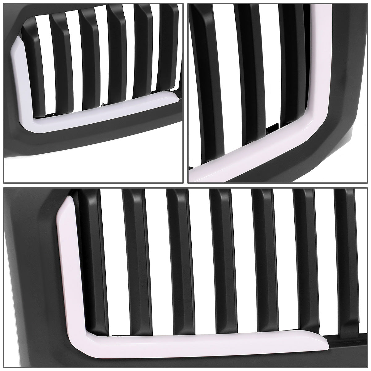 PARRILLA GRILLE - 09-14 FORD F-150 - VERTICAL FENCE STYLE - W/ LED DRL LIGHT - LED'S REQUIRE WIRING INTO EXISTING LIGHTING - MATTE BLACK
