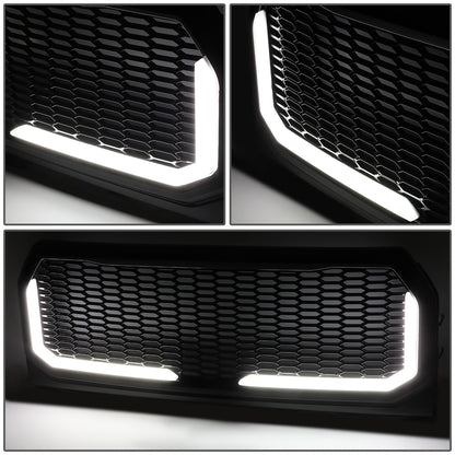PARRILLA GRILLE - 15-17 FORD F-150 - HONEYCOMB MESH - W/ LED DRL LIGHT - LED'S REQUIRE WIRING INTO EXISTING LIGHTING - BLACK