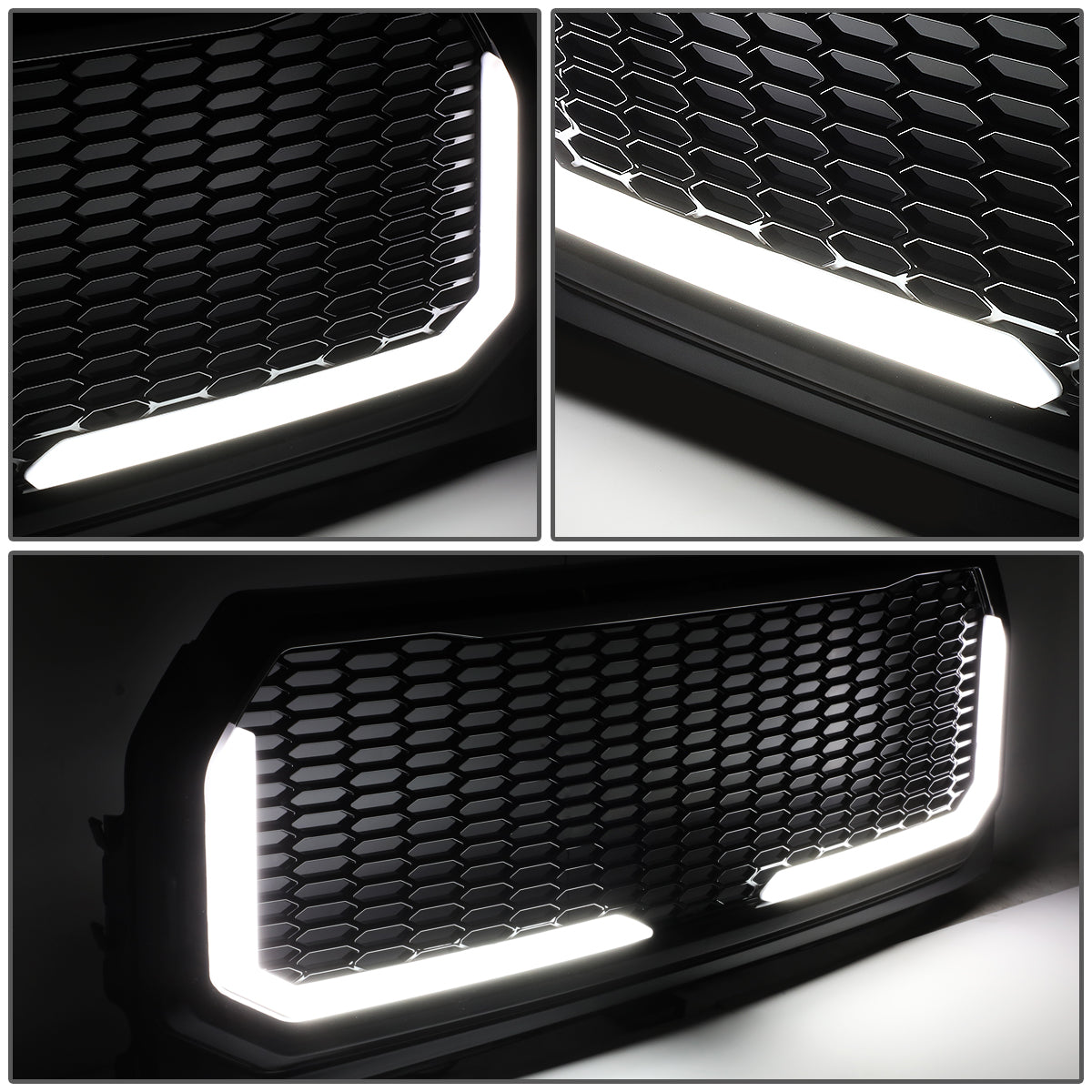 PARRILLA GRILLE - 15-17 FORD F-150 - HONEYCOMB MESH - W/ LED DRL LIGHT - LED'S REQUIRE WIRING INTO EXISTING LIGHTING - BLACK