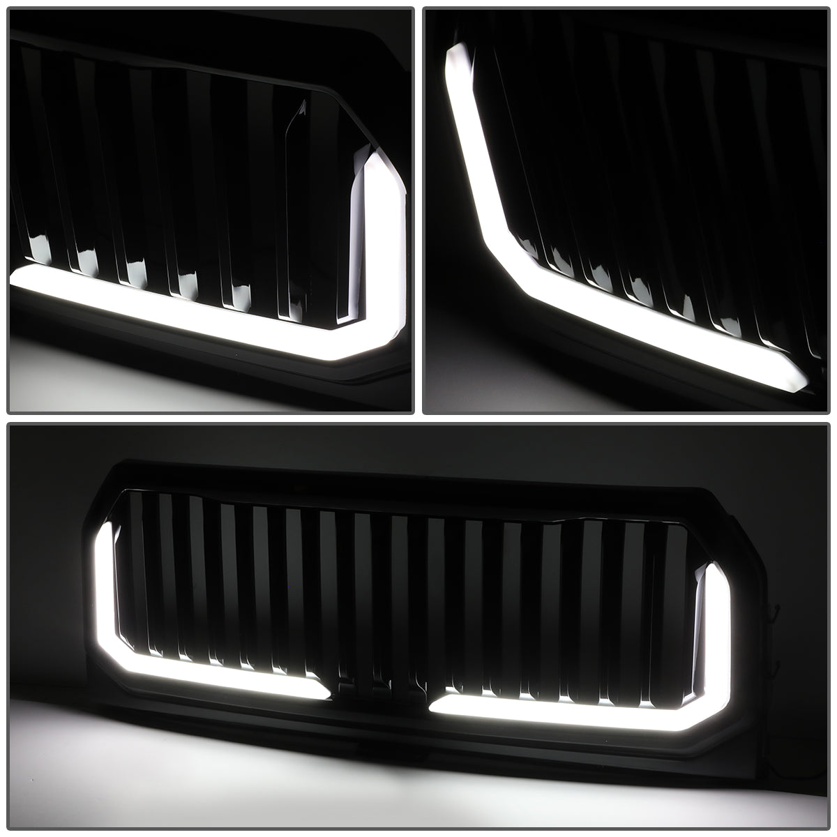 PARRILLA GRILLE - 15-17 FORD F-150 - VERTICAL FENCE STYLE - W/ LED DRL LIGHT - LED'S REQUIRE WIRING INTO EXISTING LIGHTING - BLACK