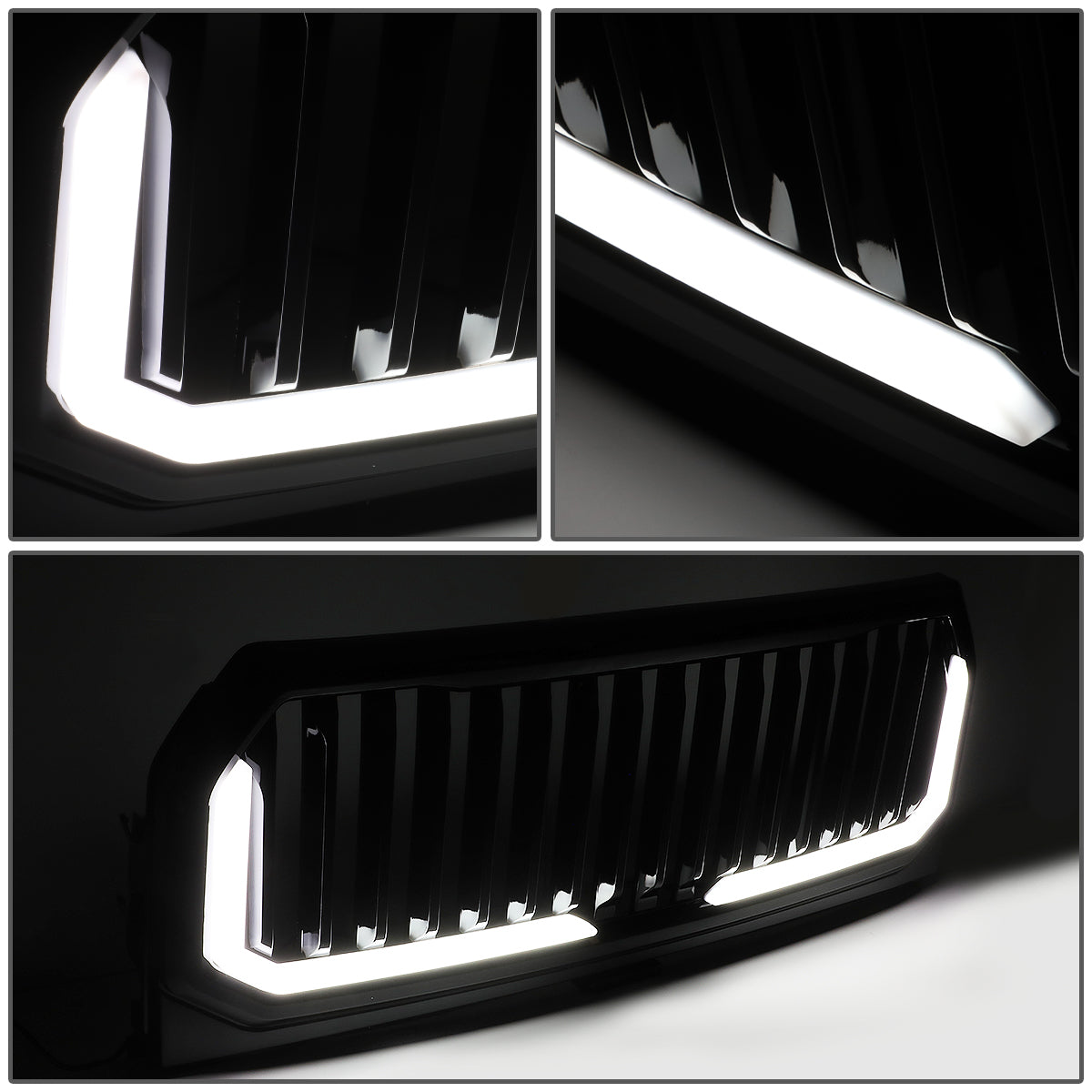 PARRILLA GRILLE - 15-17 FORD F-150 - VERTICAL FENCE STYLE - W/ LED DRL LIGHT - LED'S REQUIRE WIRING INTO EXISTING LIGHTING - BLACK