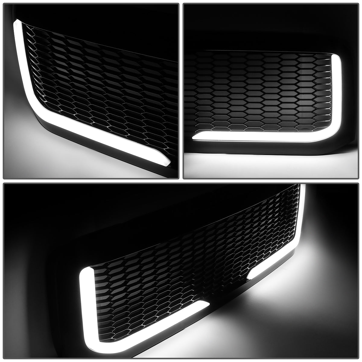 PARRILLA GRILLE - 99-04 FORD F-250, F-350, F-450, F-550 - HONEYCOMB MESH - W/ LED DRL LIGHT - LED'S REQUIRE WIRING INTO EXISTING LIGHTING - BLACK