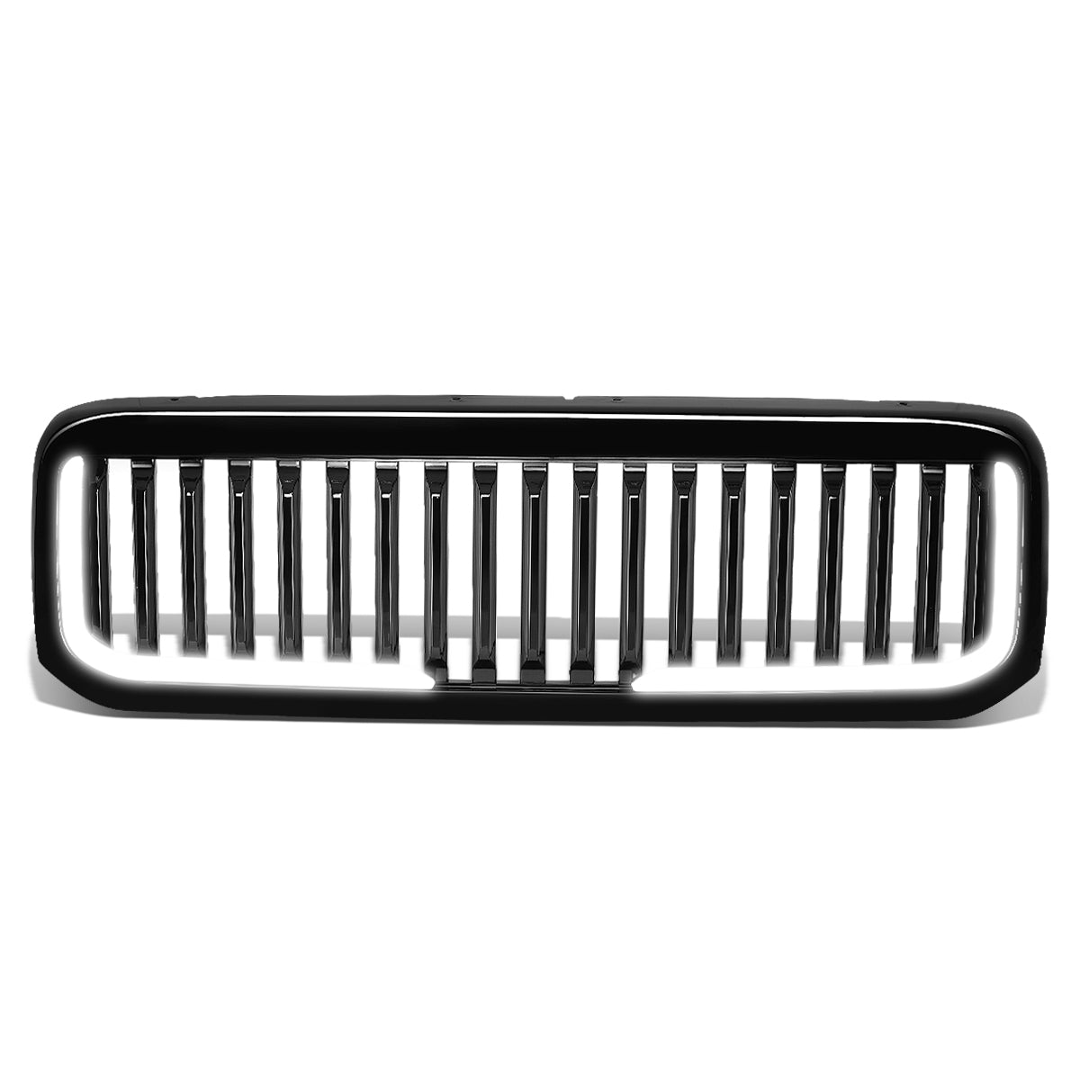 PARRILLA GRILLE - 99-04 FORD F-250, F-350, F-450, F-550 - VERTICAL FENCE STYLE - W/ LED DRL LIGHT - LED'S REQUIRE WIRING INTO EXISTING LIGHTING - BLACK