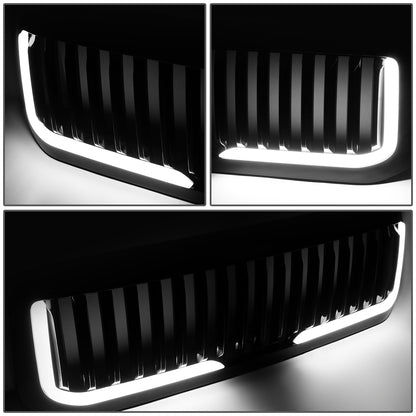 PARRILLA GRILLE - 99-04 FORD F-250, F-350, F-450, F-550 - VERTICAL FENCE STYLE - W/ LED DRL LIGHT - LED'S REQUIRE WIRING INTO EXISTING LIGHTING - BLACK