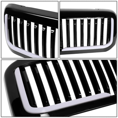 PARRILLA GRILLE - 99-04 FORD F-250, F-350, F-450, F-550 - VERTICAL FENCE STYLE - W/ LED DRL LIGHT - LED'S REQUIRE WIRING INTO EXISTING LIGHTING - BLACK
