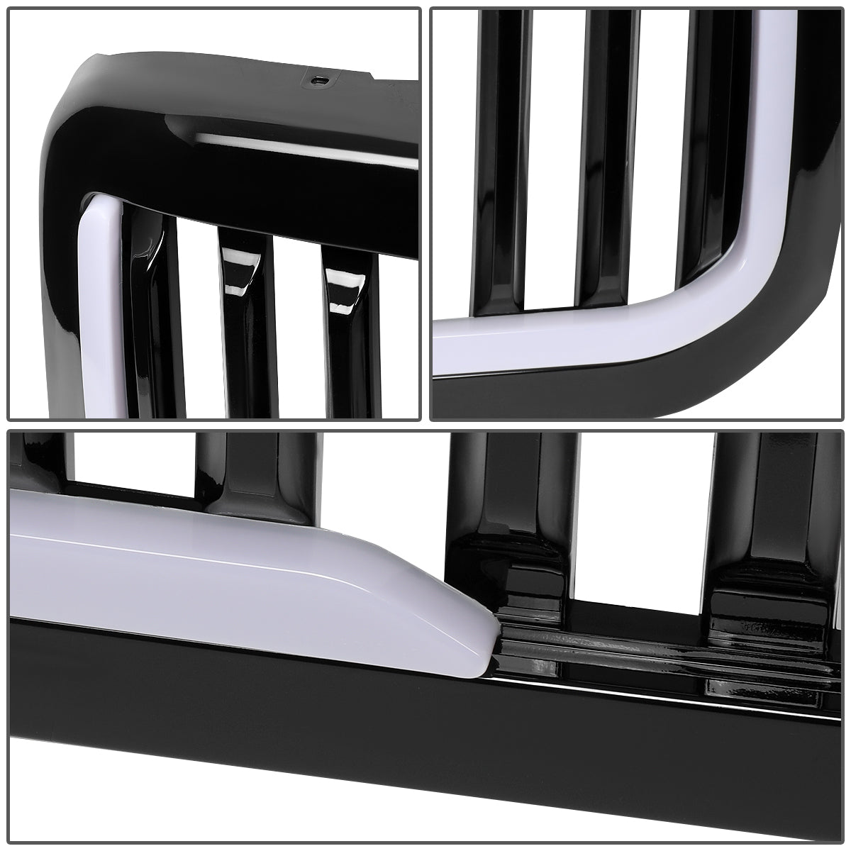 PARRILLA GRILLE - 99-04 FORD F-250, F-350, F-450, F-550 - VERTICAL FENCE STYLE - W/ LED DRL LIGHT - LED'S REQUIRE WIRING INTO EXISTING LIGHTING - BLACK