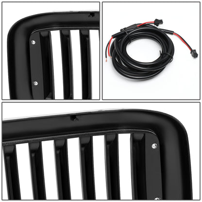 PARRILLA GRILLE - 99-04 FORD F-250, F-350, F-450, F-550 - VERTICAL FENCE STYLE - W/ LED DRL LIGHT - LED'S REQUIRE WIRING INTO EXISTING LIGHTING - BLACK
