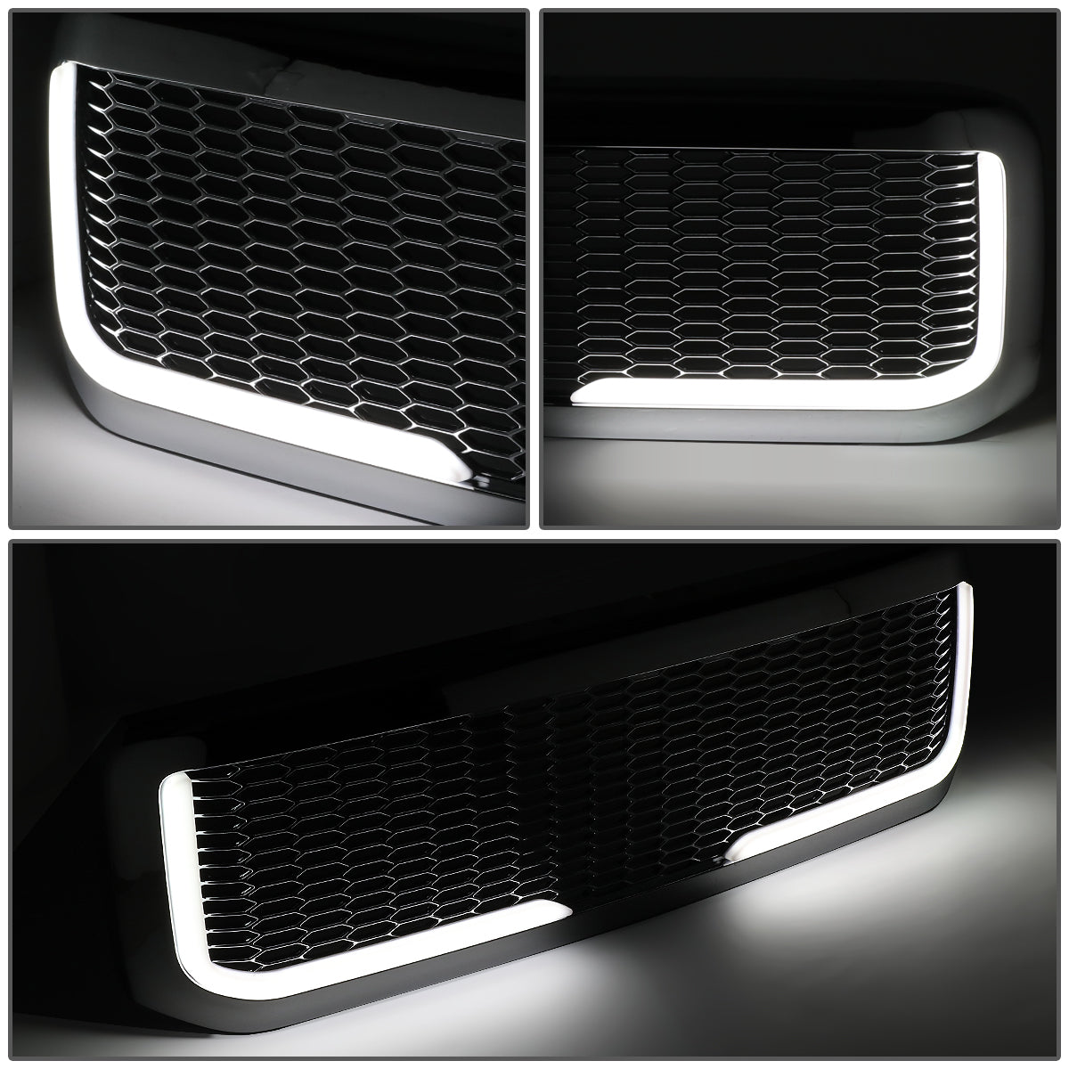 PARRILLA GRILLE - 99-04 FORD F-250, F-350, F-450, F-550 - HONEYCOMB MESH - W/ LED DRL LIGHT - LED'S REQUIRE WIRING INTO EXISTING LIGHTING - CHROME
