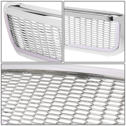 PARRILLA GRILLE - 99-04 FORD F-250, F-350, F-450, F-550 - HONEYCOMB MESH - W/ LED DRL LIGHT - LED'S REQUIRE WIRING INTO EXISTING LIGHTING - CHROME