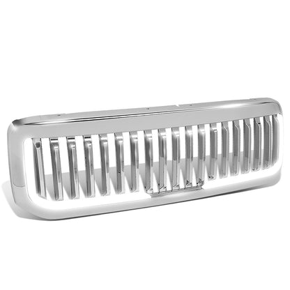 PARRILLA GRILLE - 99-04 FORD F-250, F-350, F-450, F-550 - VERTICAL FENCE STYLE - W/ LED DRL LIGHT - LED'S REQUIRE WIRING INTO EXISTING LIGHTING - CHROME