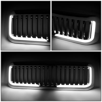 PARRILLA GRILLE - 99-04 FORD F-250, F-350, F-450, F-550 - VERTICAL FENCE STYLE - W/ LED DRL LIGHT - LED'S REQUIRE WIRING INTO EXISTING LIGHTING - CHROME