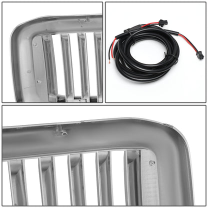 PARRILLA GRILLE - 99-04 FORD F-250, F-350, F-450, F-550 - VERTICAL FENCE STYLE - W/ LED DRL LIGHT - LED'S REQUIRE WIRING INTO EXISTING LIGHTING - CHROME