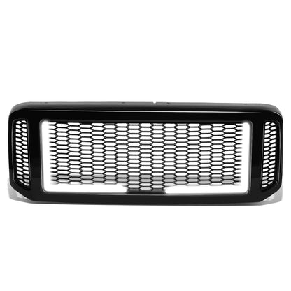 PARRILLA GRILLE - 05-07 FORD F-250, F-350, F-450, F-550 / 2005 FORD EXCURSION - HONEYCOMB MESH - W/ LED DRL LIGHT - LED'S REQUIRE WIRING INTO EXISTING LIGHTING - BLACK