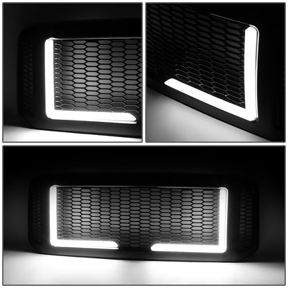 PARRILLA GRILLE - 05-07 FORD F-250, F-350, F-450, F-550 / 2005 FORD EXCURSION - HONEYCOMB MESH - W/ LED DRL LIGHT - LED'S REQUIRE WIRING INTO EXISTING LIGHTING - BLACK