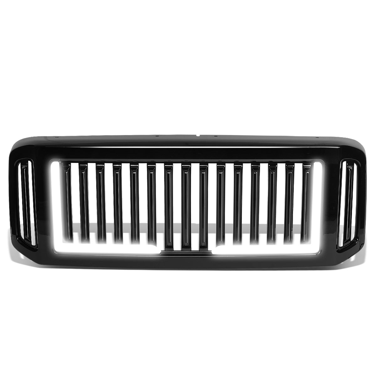 PARRILLA GRILLE - 05-07 FORD F-250, F-350, F-450, F-550 / 2005 FORD EXCURSION - VERTICAL FENCE STYLE - W/ LED DRL LIGHT - LED'S REQUIRE WIRING INTO EXISTING LIGHTING - BLACK