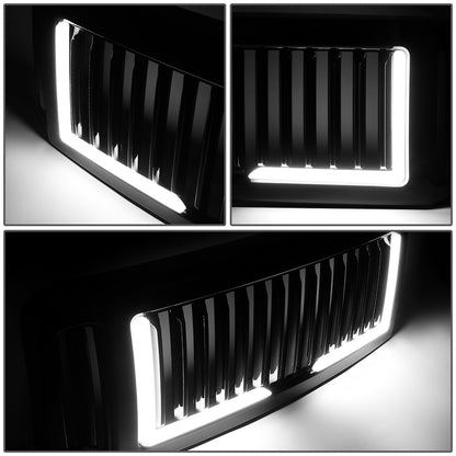 PARRILLA GRILLE - 05-07 FORD F-250, F-350, F-450, F-550 / 2005 FORD EXCURSION - VERTICAL FENCE STYLE - W/ LED DRL LIGHT - LED'S REQUIRE WIRING INTO EXISTING LIGHTING - BLACK