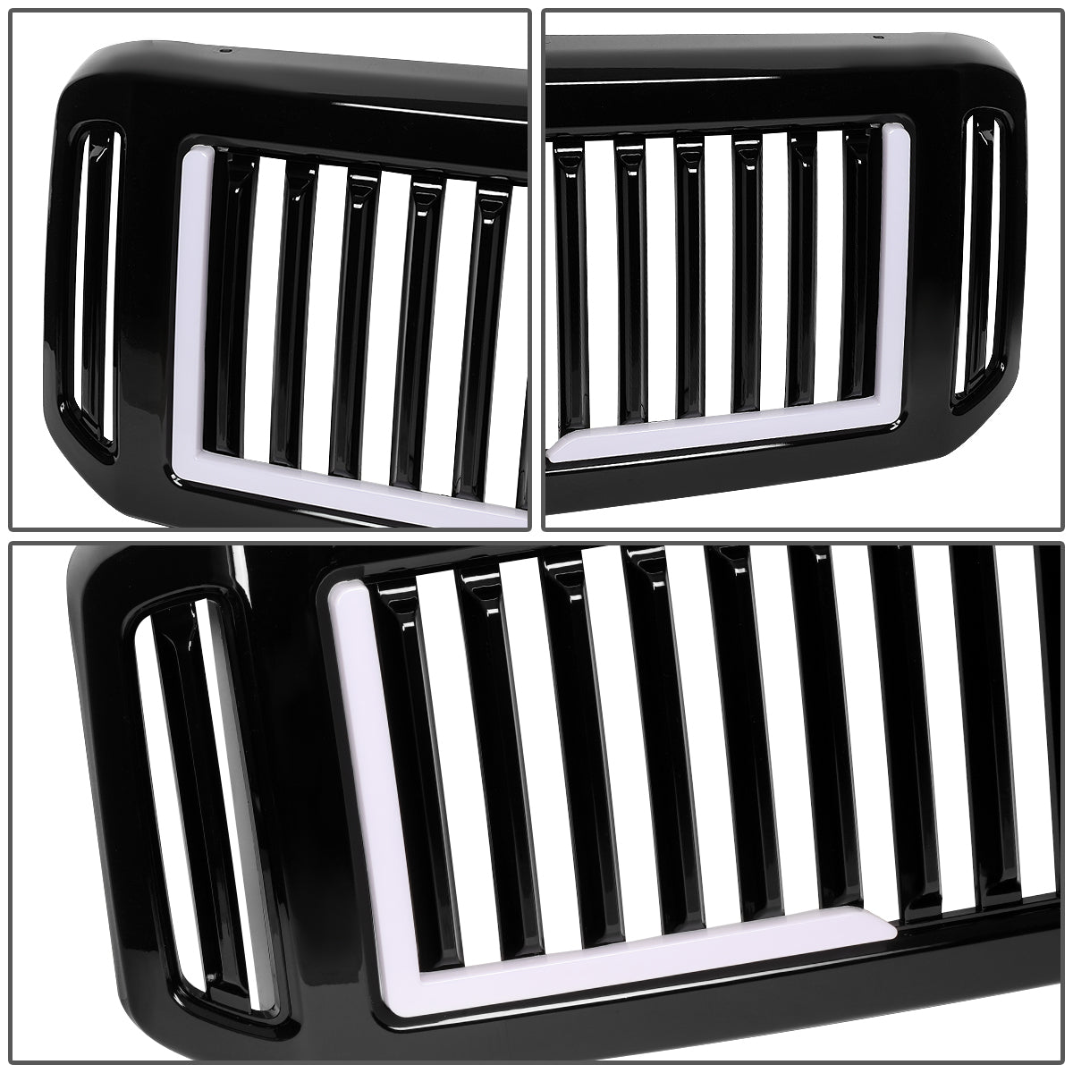PARRILLA GRILLE - 05-07 FORD F-250, F-350, F-450, F-550 / 2005 FORD EXCURSION - VERTICAL FENCE STYLE - W/ LED DRL LIGHT - LED'S REQUIRE WIRING INTO EXISTING LIGHTING - BLACK