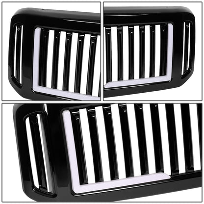 PARRILLA GRILLE - 05-07 FORD F-250, F-350, F-450, F-550 / 2005 FORD EXCURSION - VERTICAL FENCE STYLE - W/ LED DRL LIGHT - LED'S REQUIRE WIRING INTO EXISTING LIGHTING - BLACK