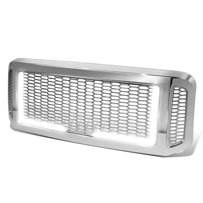 PARRILLA GRILLE - 05-07 FORD F-250, F-350, F-450, F-550 / 2005 FORD EXCURSION - HONEYCOMB MESH - W/ LED DRL LIGHT - LED'S REQUIRE WIRING INTO EXISTING LIGHTING - CHROME