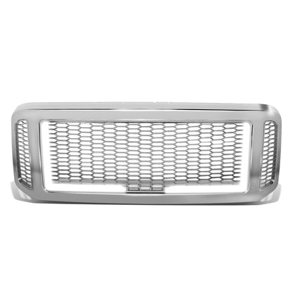 PARRILLA GRILLE - 05-07 FORD F-250, F-350, F-450, F-550 / 2005 FORD EXCURSION - HONEYCOMB MESH - W/ LED DRL LIGHT - LED'S REQUIRE WIRING INTO EXISTING LIGHTING - CHROME
