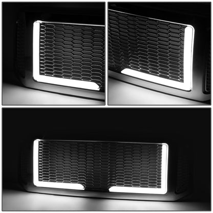 PARRILLA GRILLE - 05-07 FORD F-250, F-350, F-450, F-550 / 2005 FORD EXCURSION - HONEYCOMB MESH - W/ LED DRL LIGHT - LED'S REQUIRE WIRING INTO EXISTING LIGHTING - CHROME