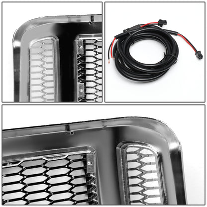 PARRILLA GRILLE - 05-07 FORD F-250, F-350, F-450, F-550 / 2005 FORD EXCURSION - HONEYCOMB MESH - W/ LED DRL LIGHT - LED'S REQUIRE WIRING INTO EXISTING LIGHTING - CHROME