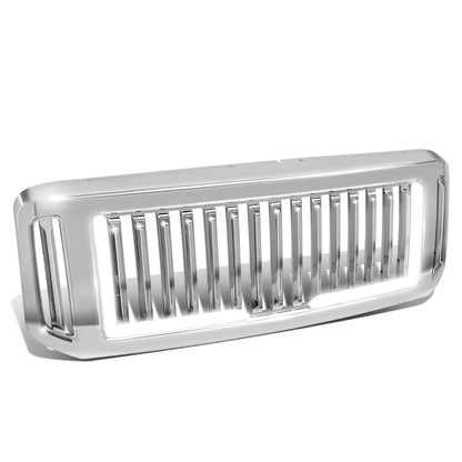 PARRILLA GRILLE - 05-07 FORD F-250, F-350, F-450, F-550 / 2005 FORD EXCURSION - VERTICAL FENCE STYLE - W/ LED DRL LIGHT - LED'S REQUIRE WIRING INTO EXISTING LIGHTING - CHROME