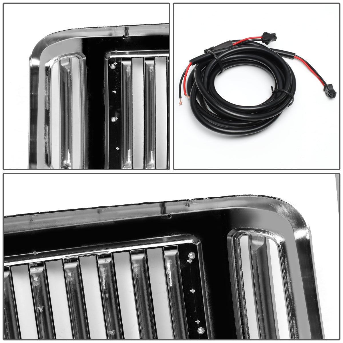 PARRILLA GRILLE - 05-07 FORD F-250, F-350, F-450, F-550 / 2005 FORD EXCURSION - VERTICAL FENCE STYLE - W/ LED DRL LIGHT - LED'S REQUIRE WIRING INTO EXISTING LIGHTING - CHROME