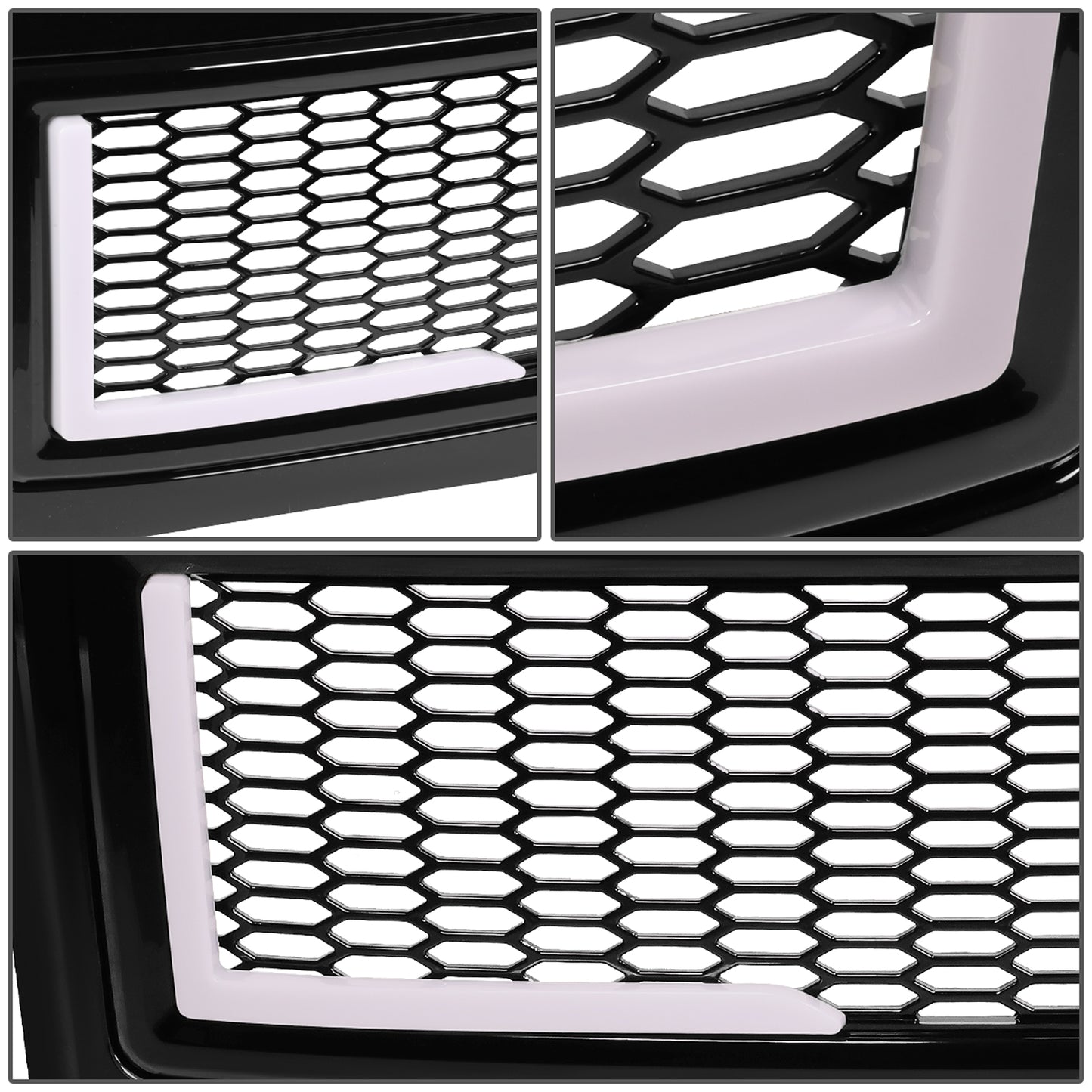 PARRILLA GRILLE - 08-10 FORD F-250, F-350, F-450, F-550 - HONEYCOMB MESH - W/ LED DRL LIGHT - LED'S REQUIRE WIRING INTO EXISTING LIGHTING - BLACK