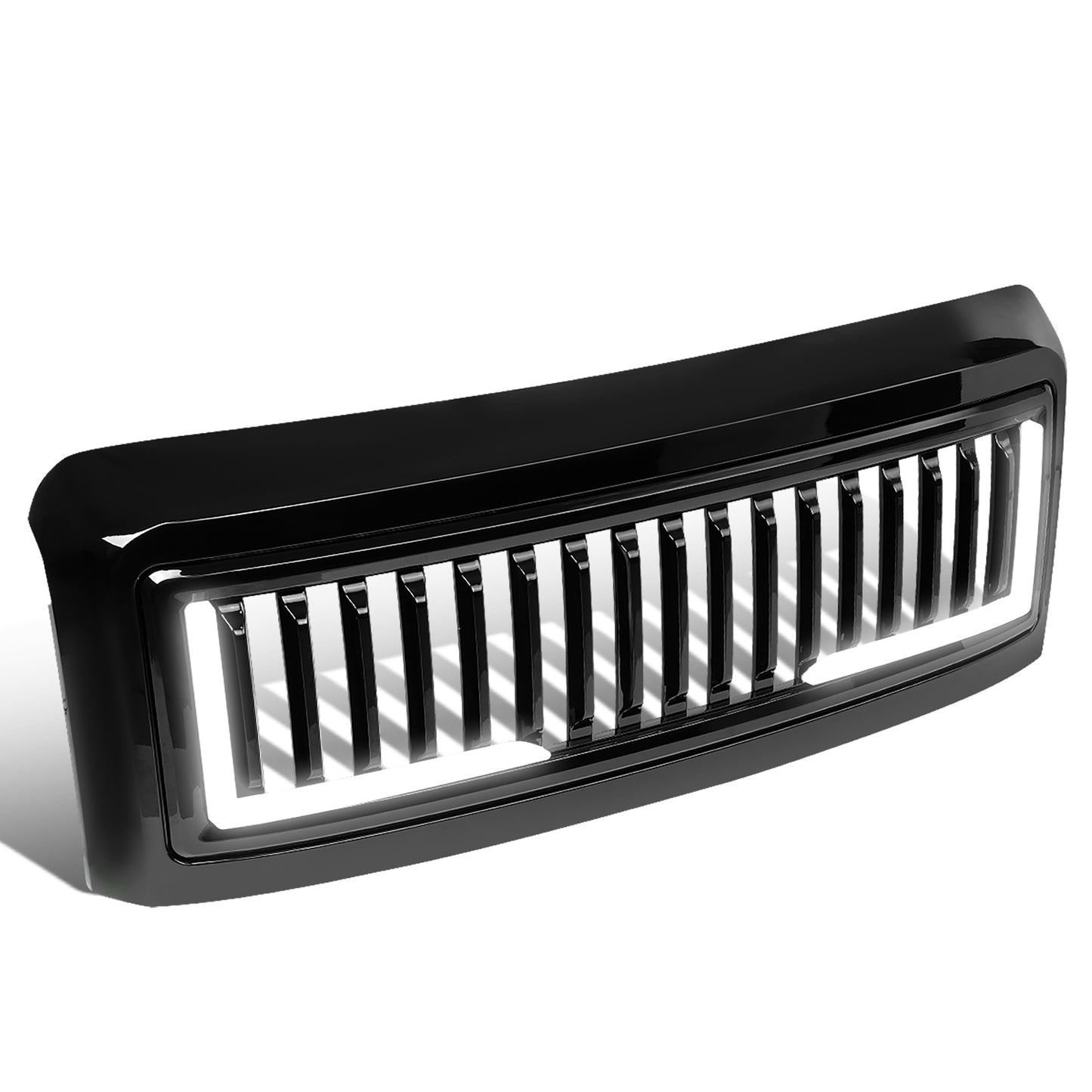 PARRILLA GRILLE - 08-10 FORD F-250, F-350, F-450, F-550 - VERTICAL FENCE STYLE - W/ LED DRL LIGHT - LED'S REQUIRE WIRING INTO EXISTING LIGHTING - BLACK