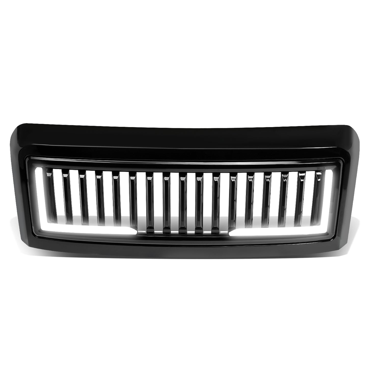 PARRILLA GRILLE - 08-10 FORD F-250, F-350, F-450, F-550 - VERTICAL FENCE STYLE - W/ LED DRL LIGHT - LED'S REQUIRE WIRING INTO EXISTING LIGHTING - BLACK